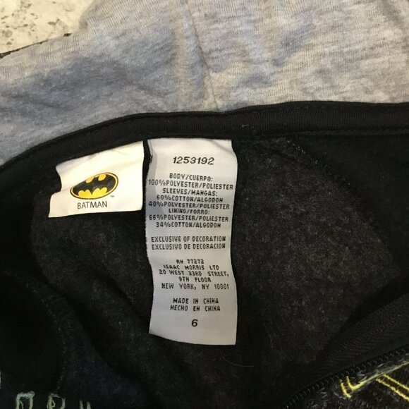 Batman Trademark Kids Hooded Sweatshirt Unisex Zip Front Heavy Knit Size Kids 6 - Picture 6 of 6